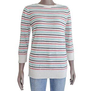 LOFT Colorful Striped Cotton‎ Knit Sweater Cotton Crew Neck Summer Spring Top